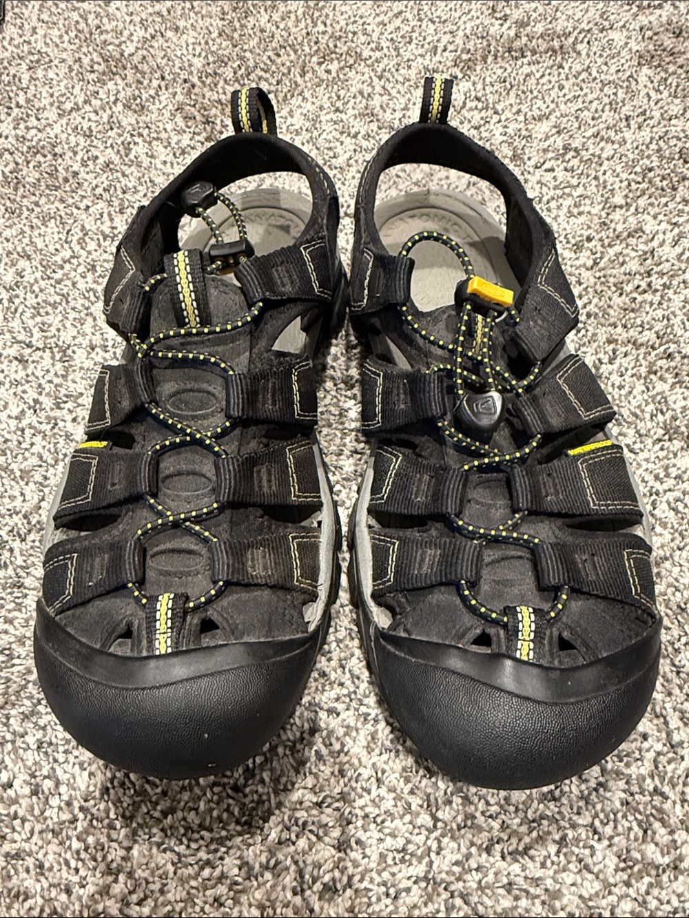 Keen Men's Black Sandals with Yellow Accents